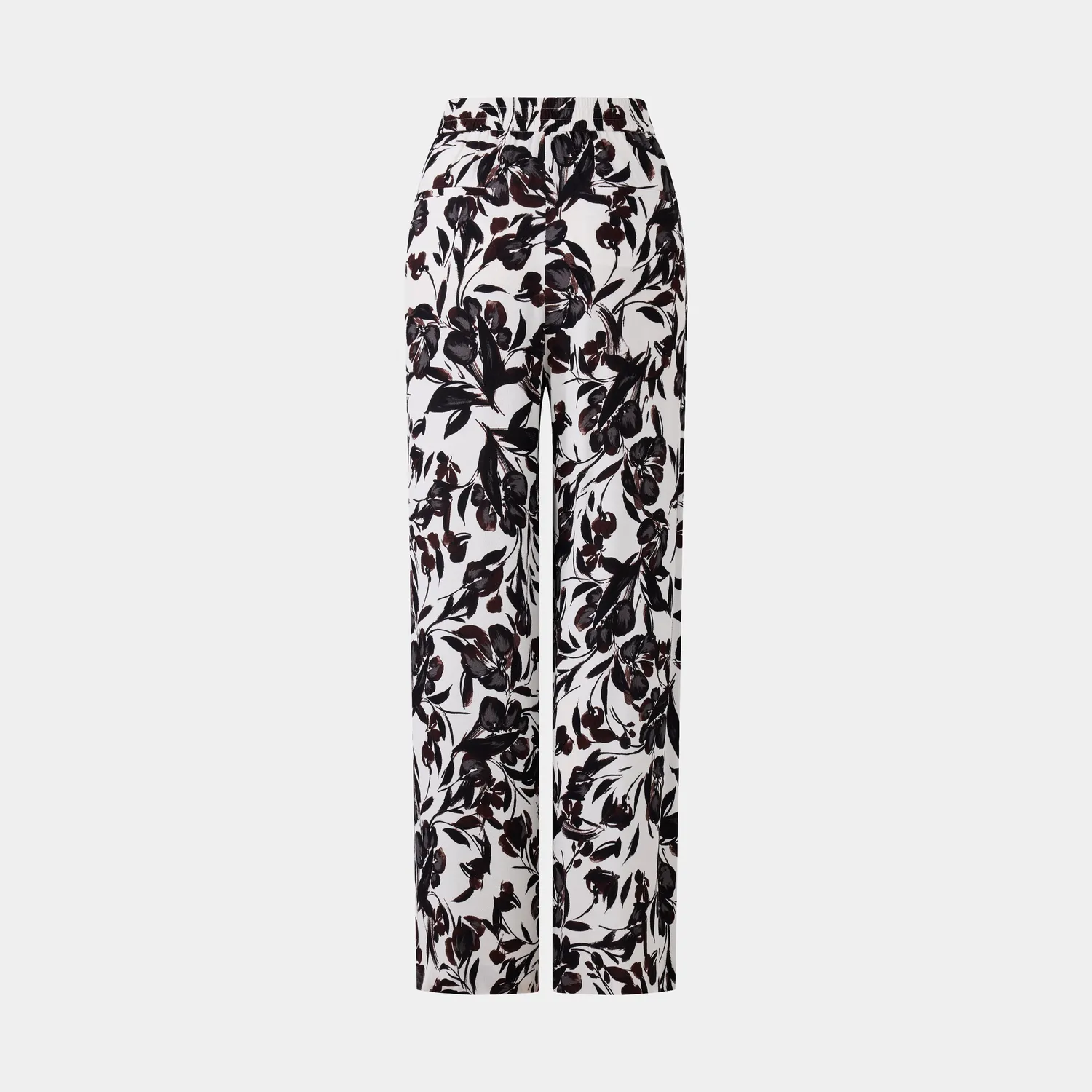 Ports pantaloni noir floral crema viscosa fantasia