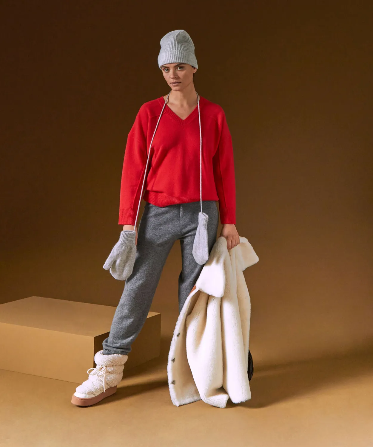 Rodier Pantaloni Cashmere Dritti Grigio Medio