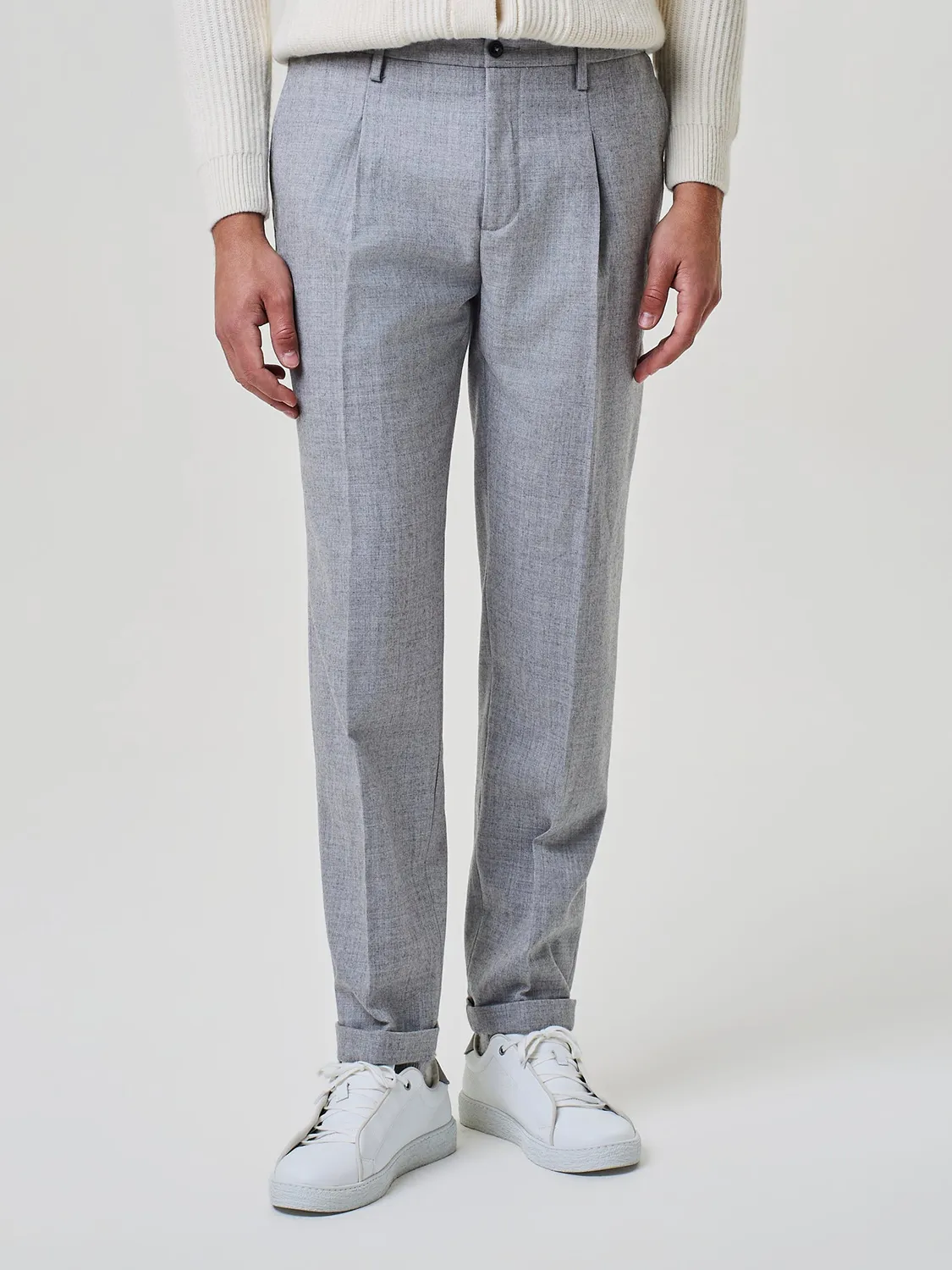 Paul Taylor pantalone flanella misto lana grigio chiaro