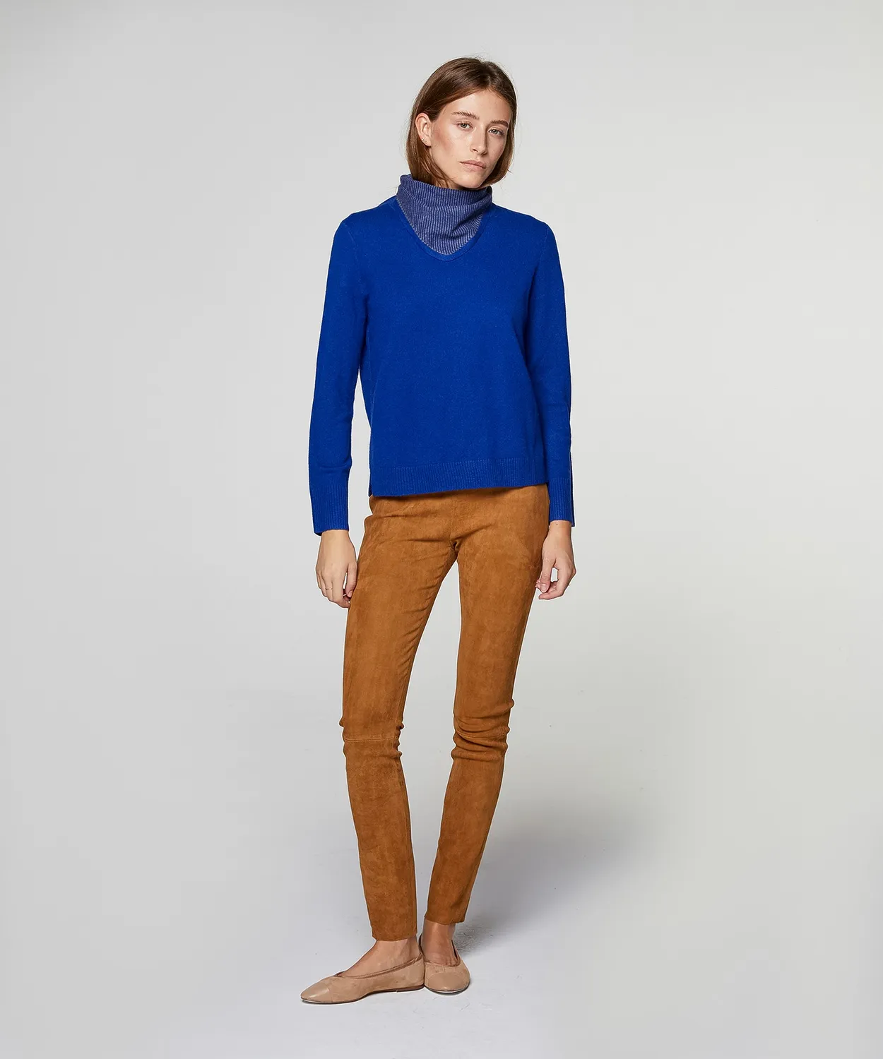 Rodier Sciarpa triangolare cashmere blu oltremare righe