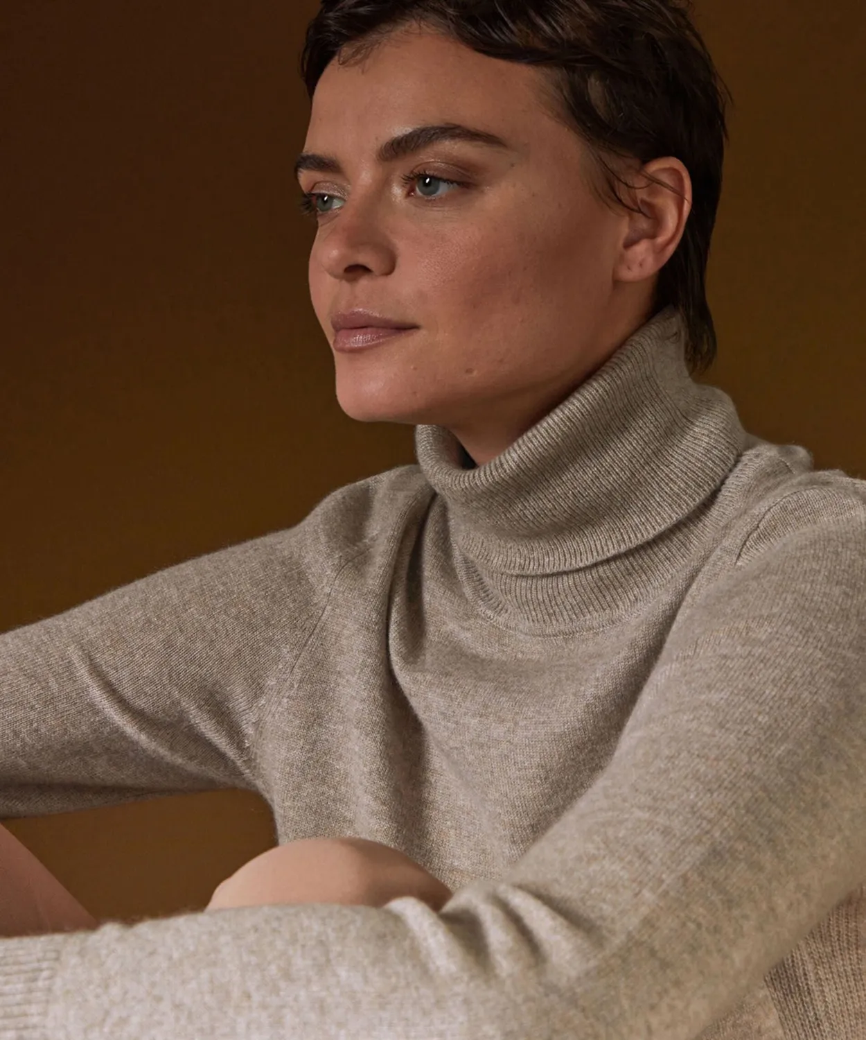Rodier maglione cashmere dolcevita tortora marrone