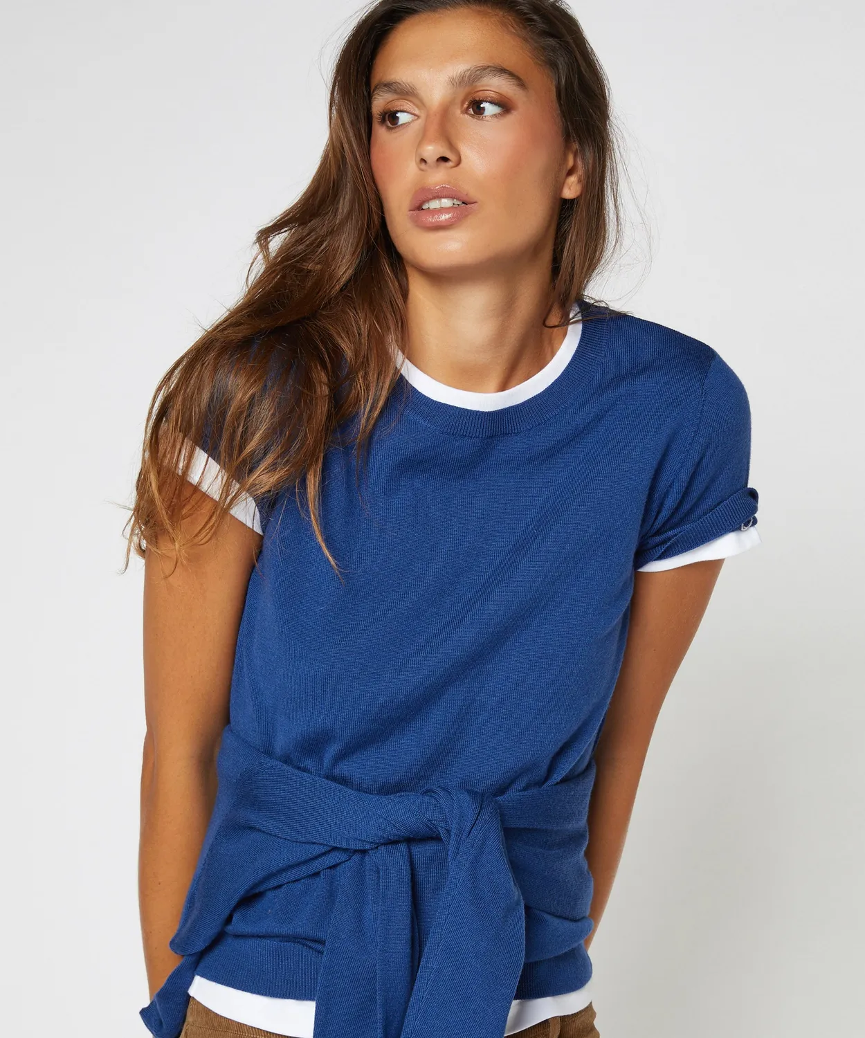 Rodier twin-set lana girocollo blu zaffiro donna