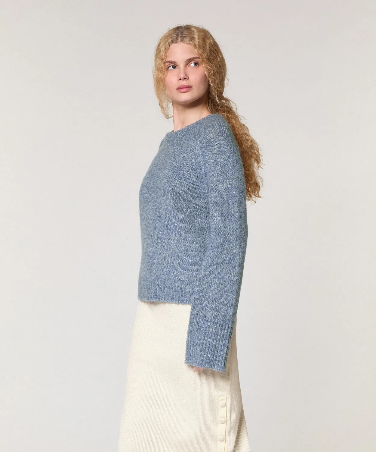 Rodier Maglione girocollo maglia grossa blu melange