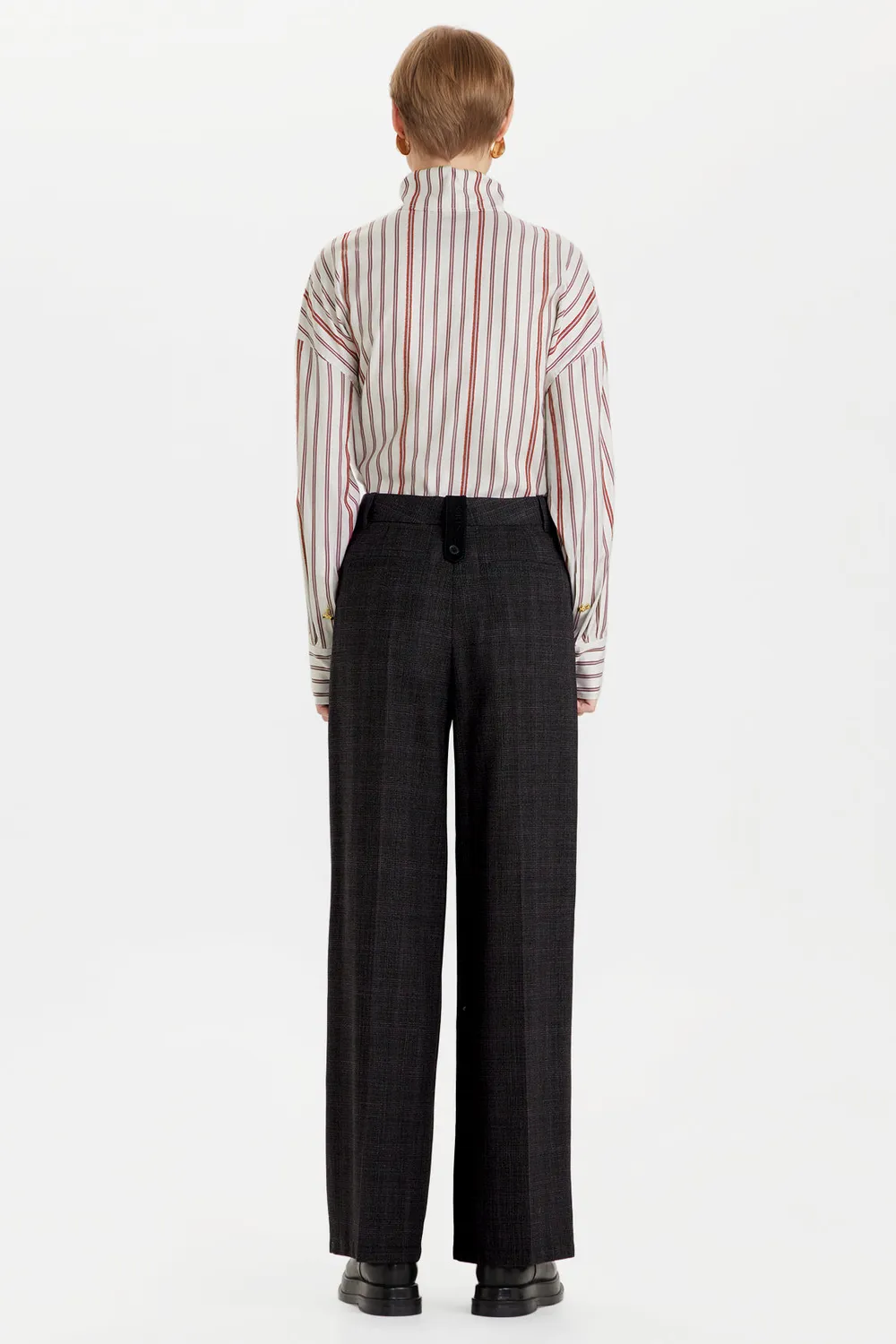 PORTS Checked Wool pantaloni palazzo quadri lana