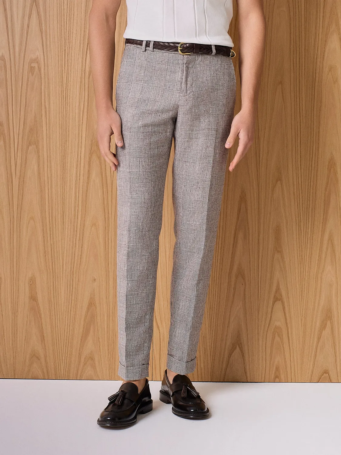 Paul Taylor Galles pantalone sartoriale beige risvolto
