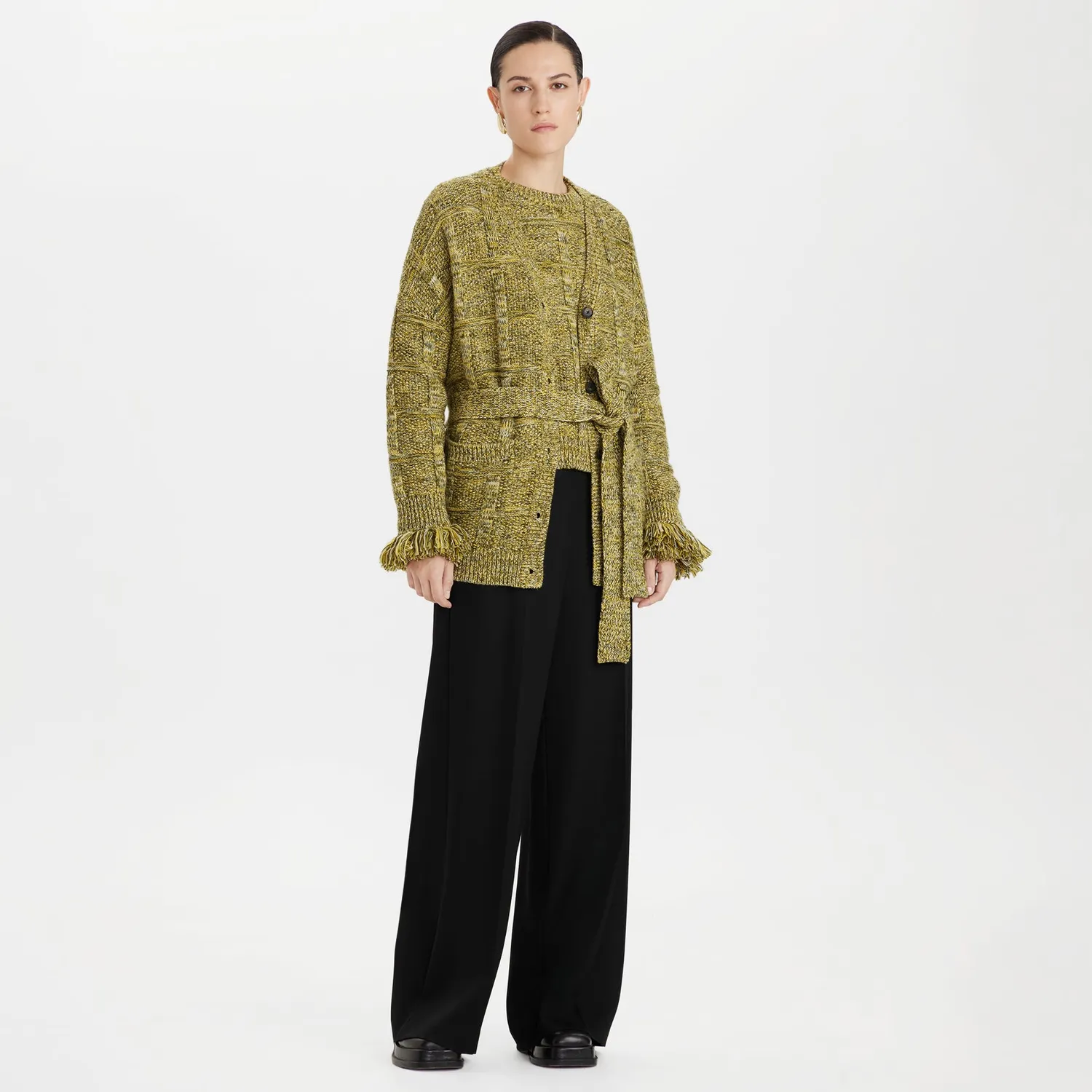 Ports 1961 Cardigan Lana con Cintura lime