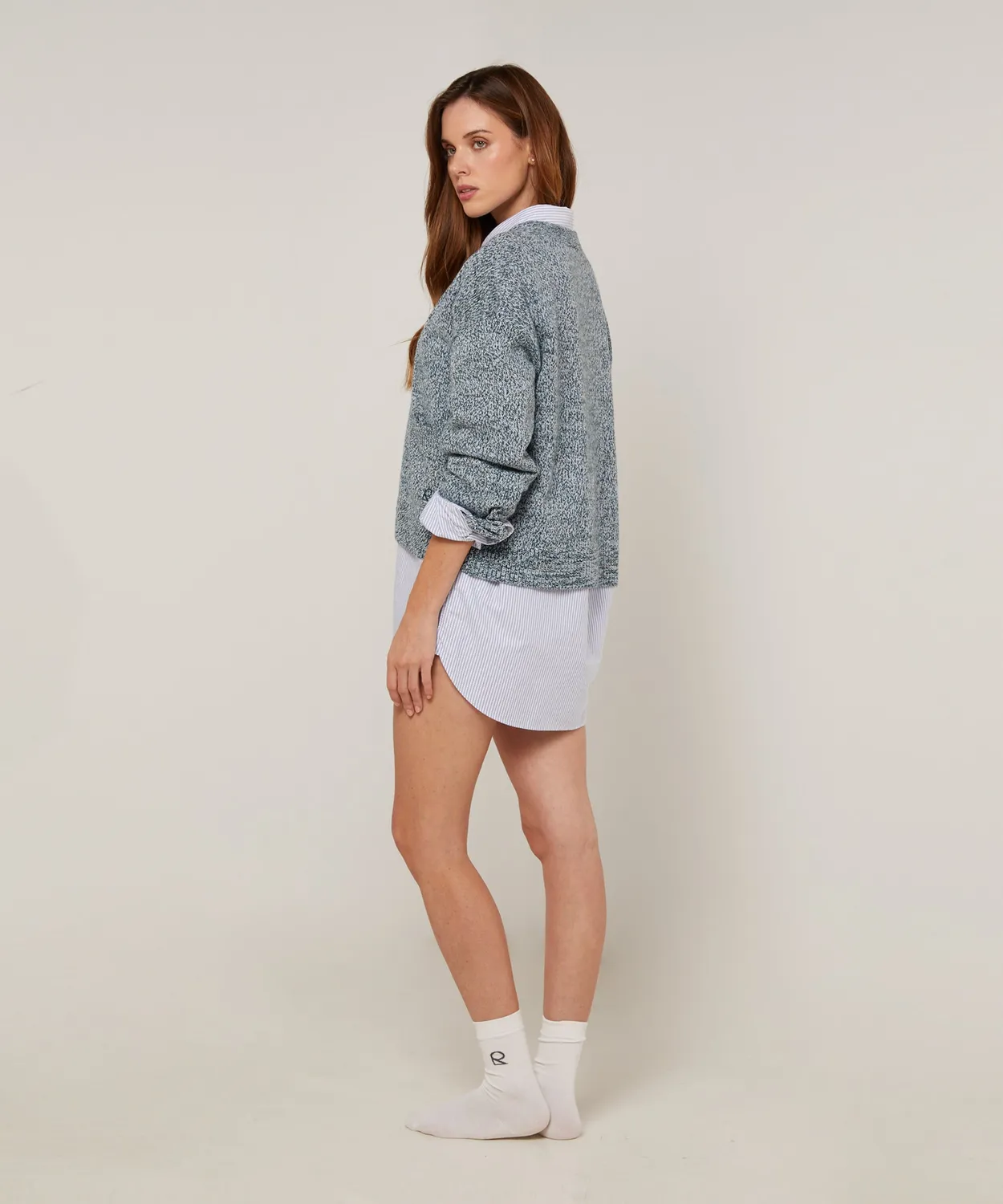 Rodier Cardigan Corto Melange Blu