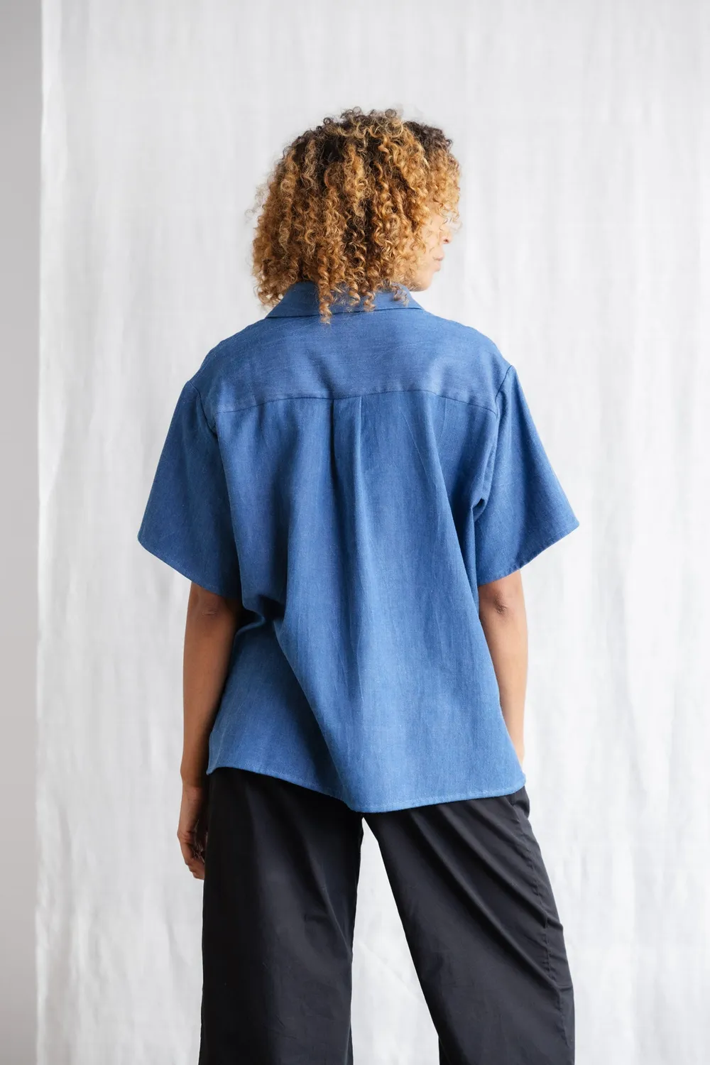Jyoti Fair Works Nehani camicia denim cotone manica corta