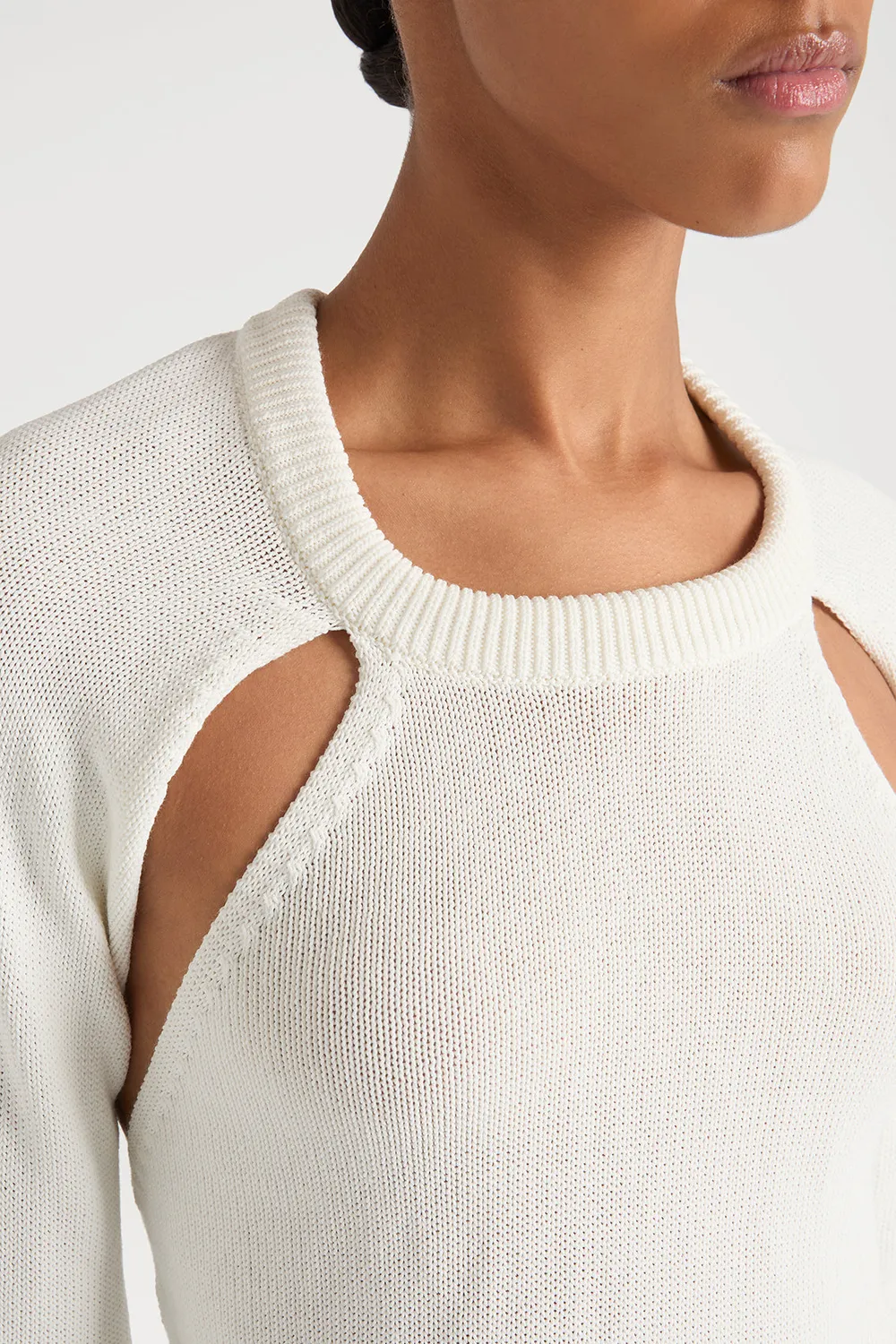 PORTS Cutout Couture PW225KFC01 maglione bianco cut-out