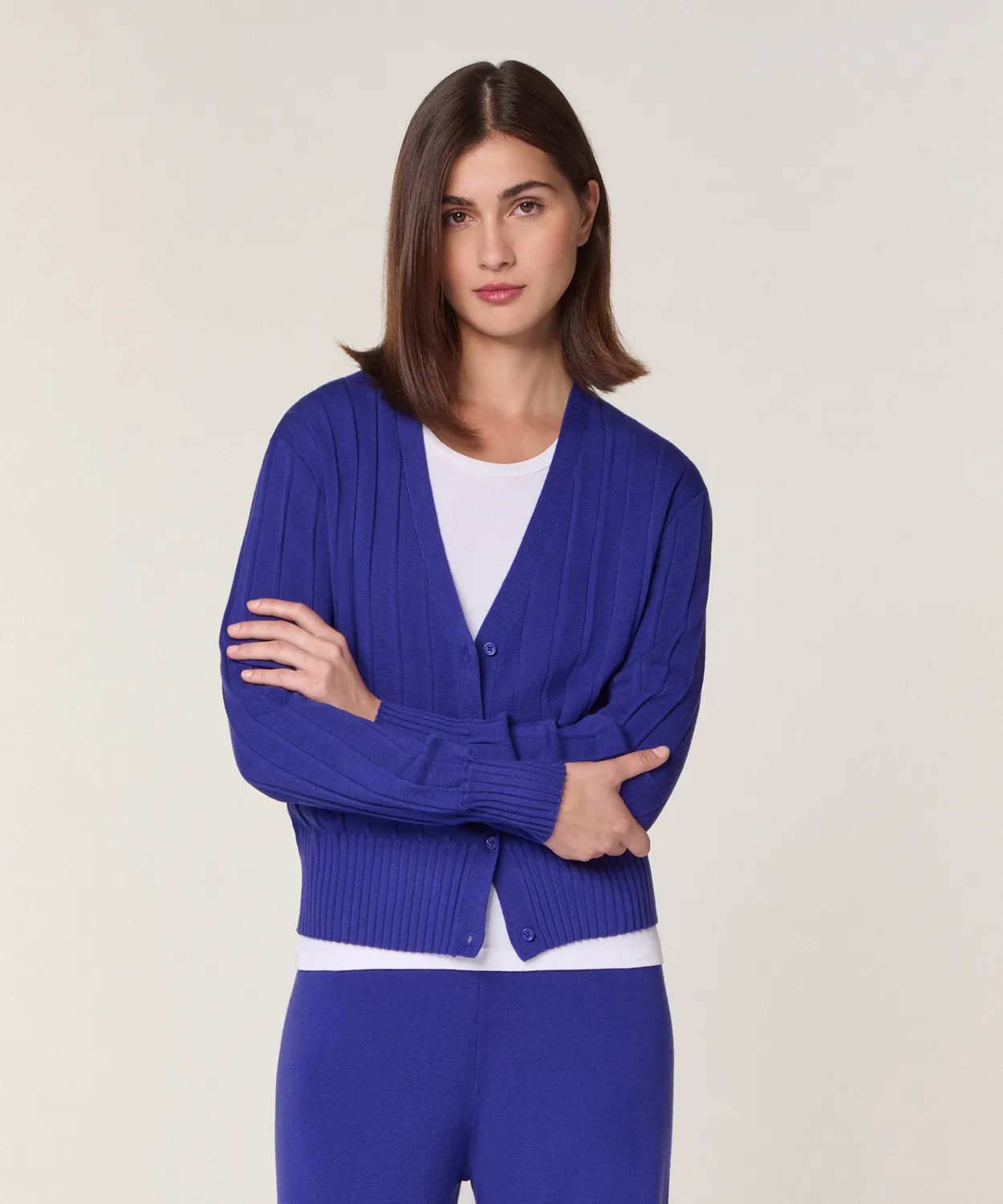 Rodier Gilet Corto Lana Merino Blu Oltremare Donna