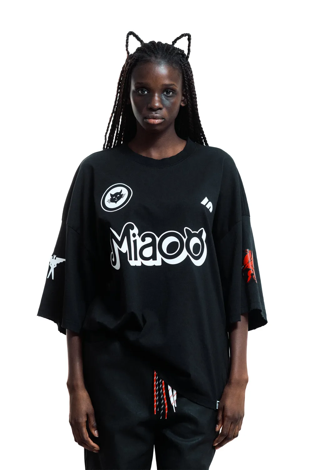 Marcello Pipitone Miaoo t-shirt oversize nera cotone