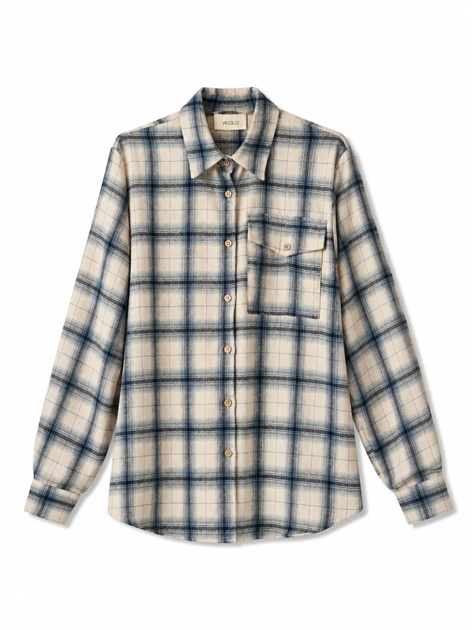 Vicolo camicia flanella check beige quadri S M