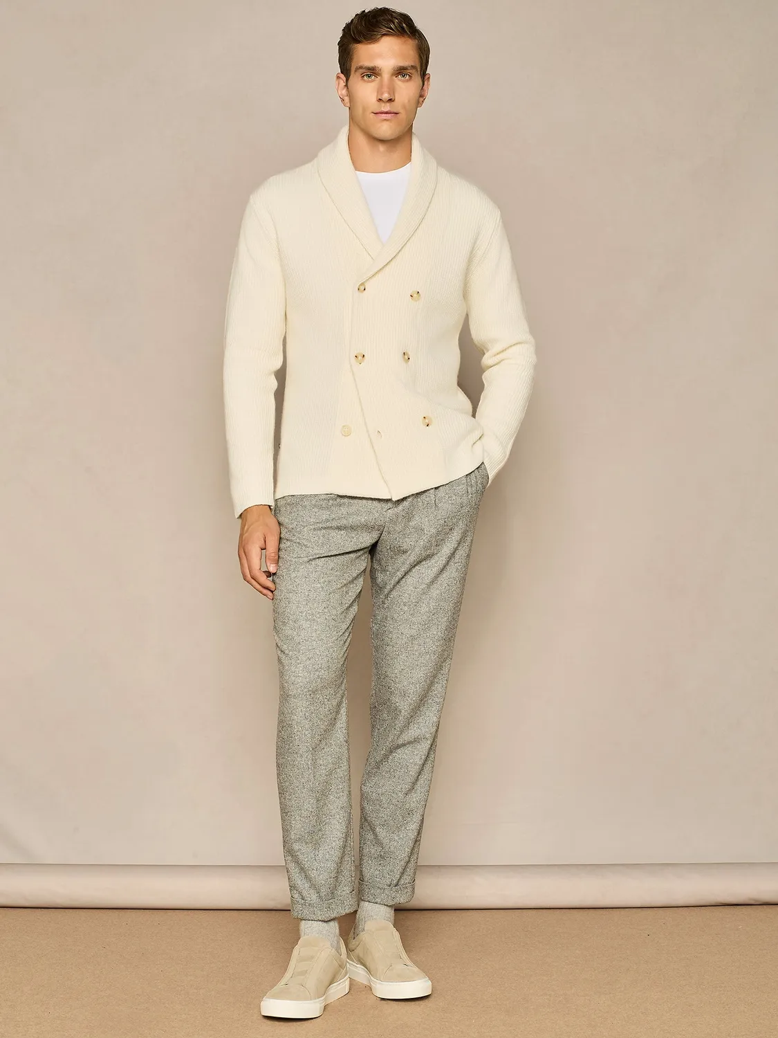 Paul Taylor Cardigan Sciallato Costa Inglese cardigan bianco doppiopetto