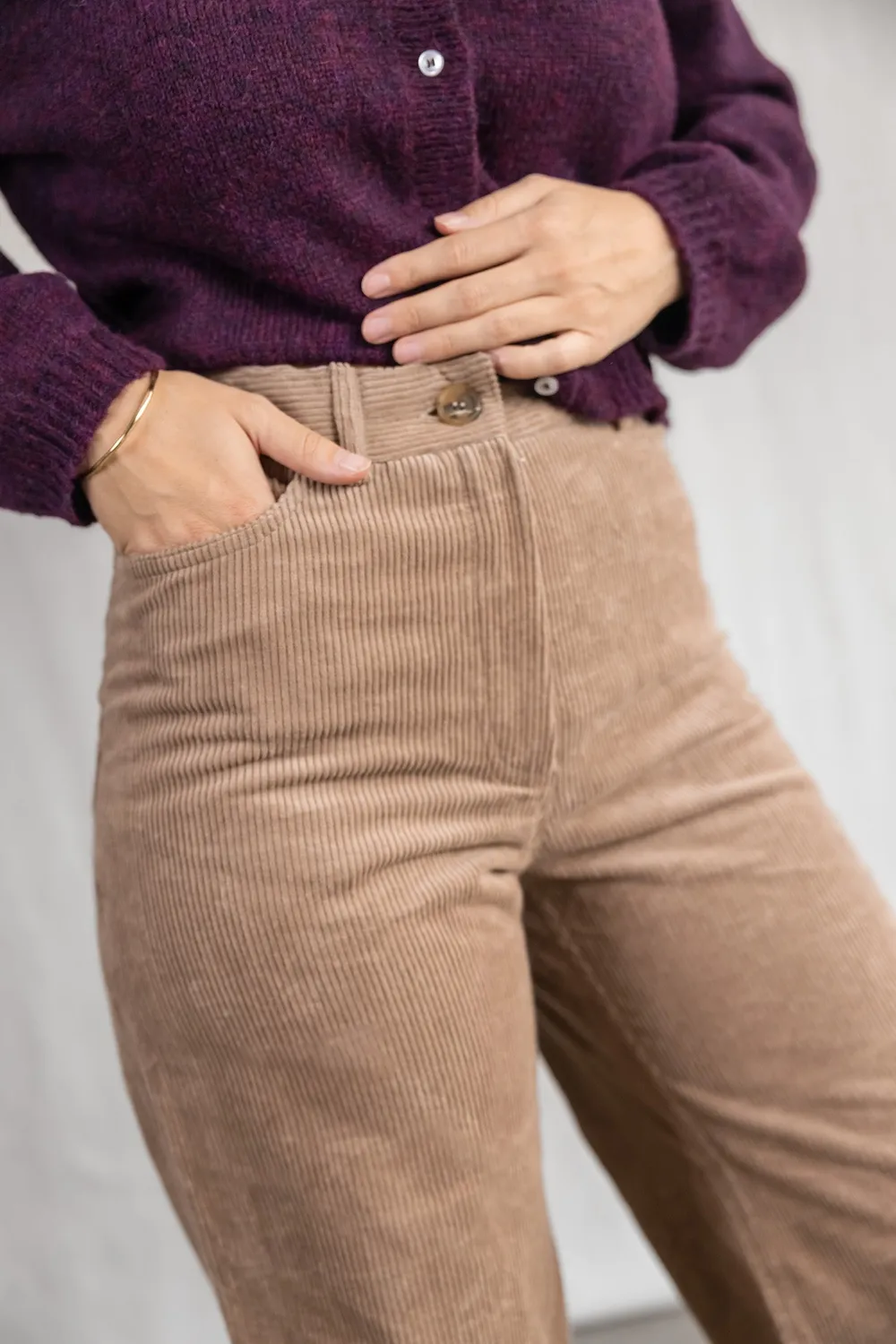 Jyoti Fair Works Tushar pantaloni velluto cappuccino