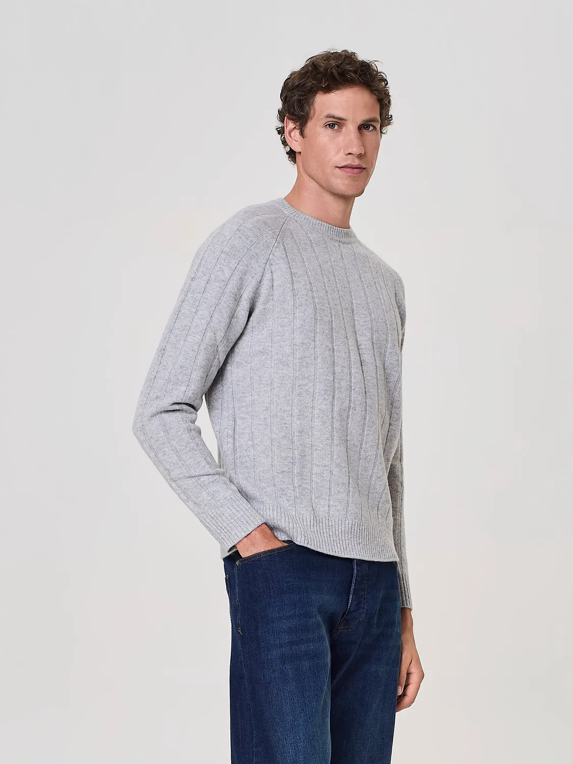 Paul Taylor Girocollo Maglia Lana Grigio Chiaro Melange