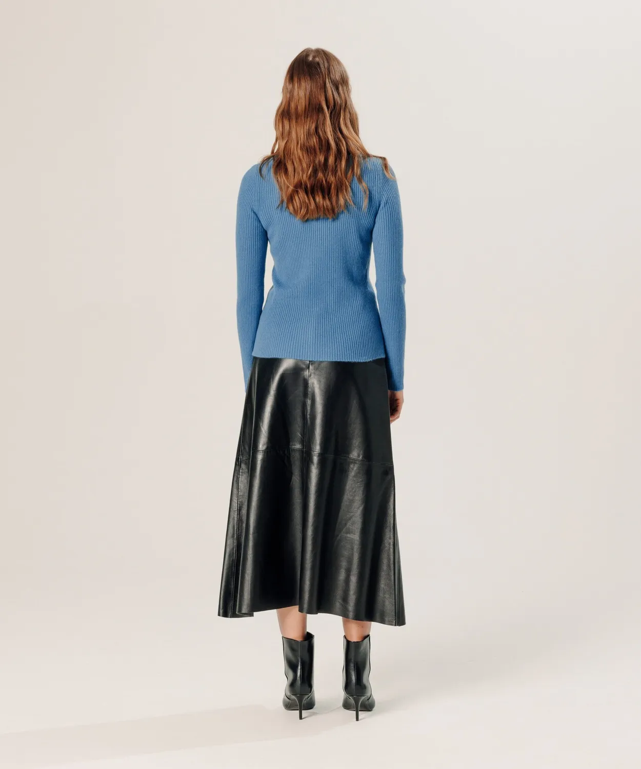 Rodier maglione cashmere collo tunisino blu azzurro