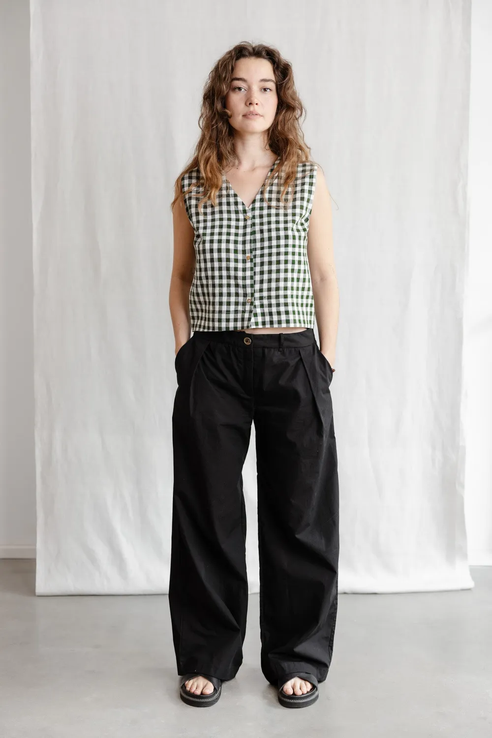 Jyoti Meghana Black pantaloni cotone neri 34