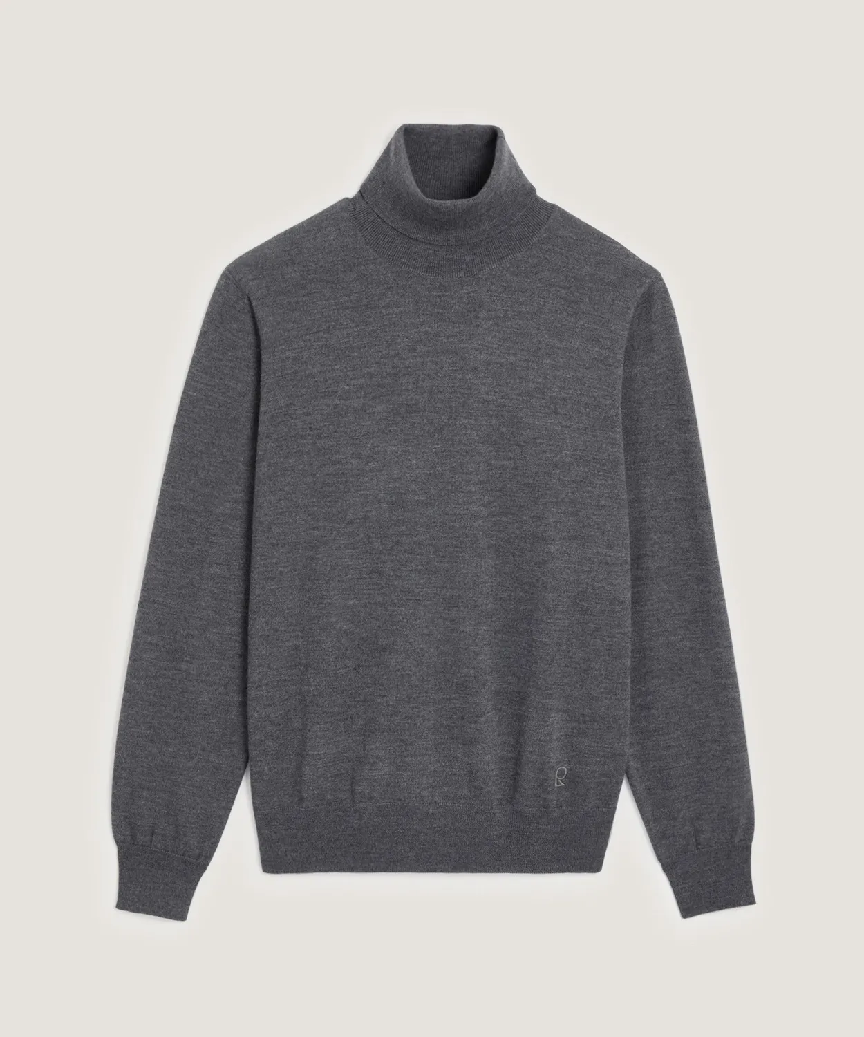 Rodier maglione dolcevita lana merino grigio scuro uomo