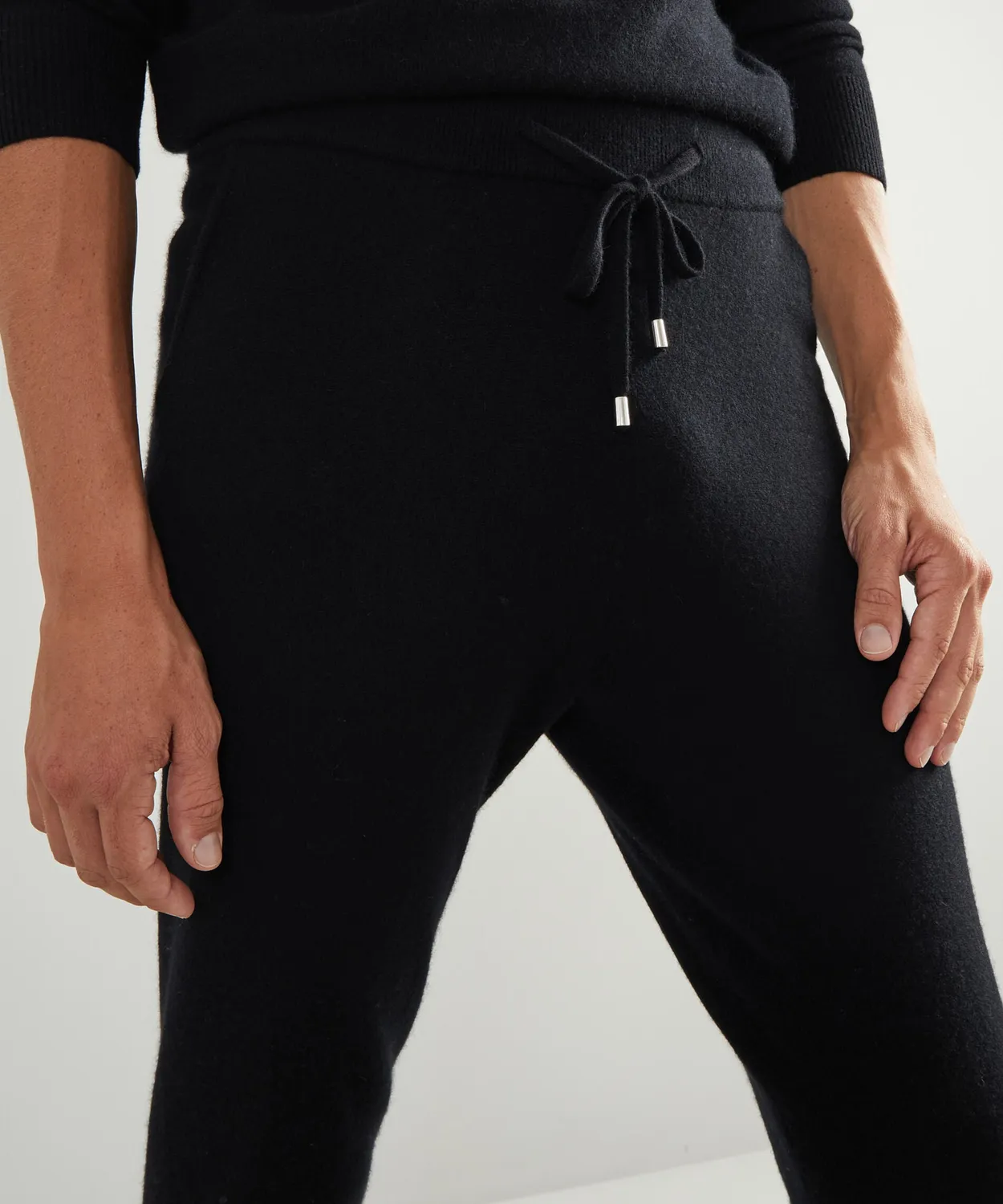 Rodier jogging cashmere pantaloni uomo nero