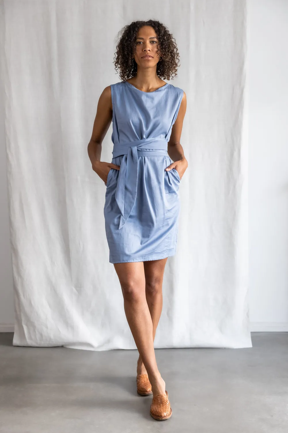 Jyoti - Fair Works Aarav Satin Blue vestito tubino cotone