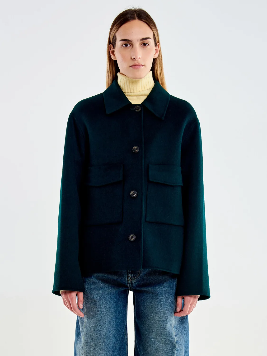 Vicolo Giacca Boxy con Colletto Verde Foresta