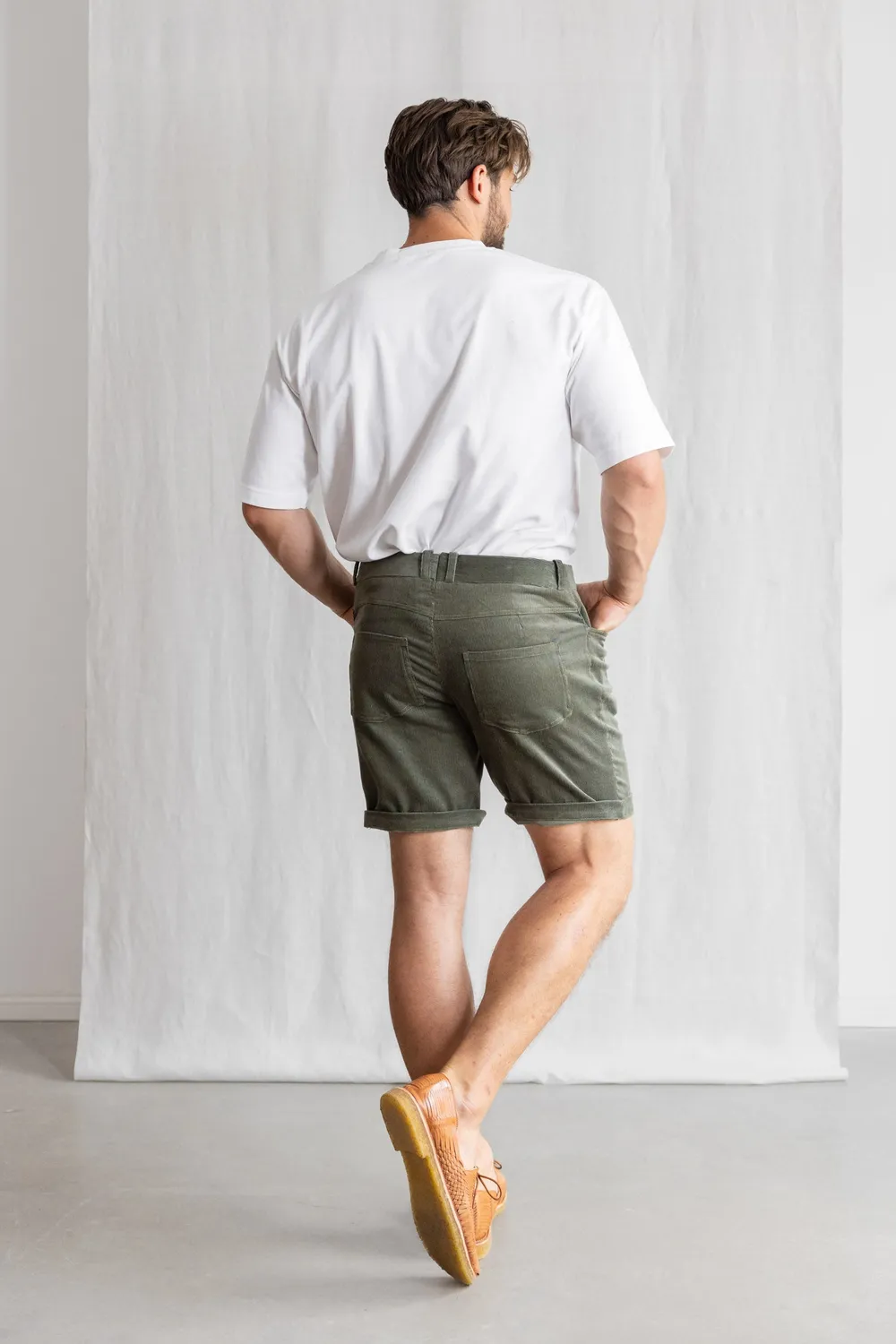 Jyoti Gauri shorts velluto cotone pistacchio
