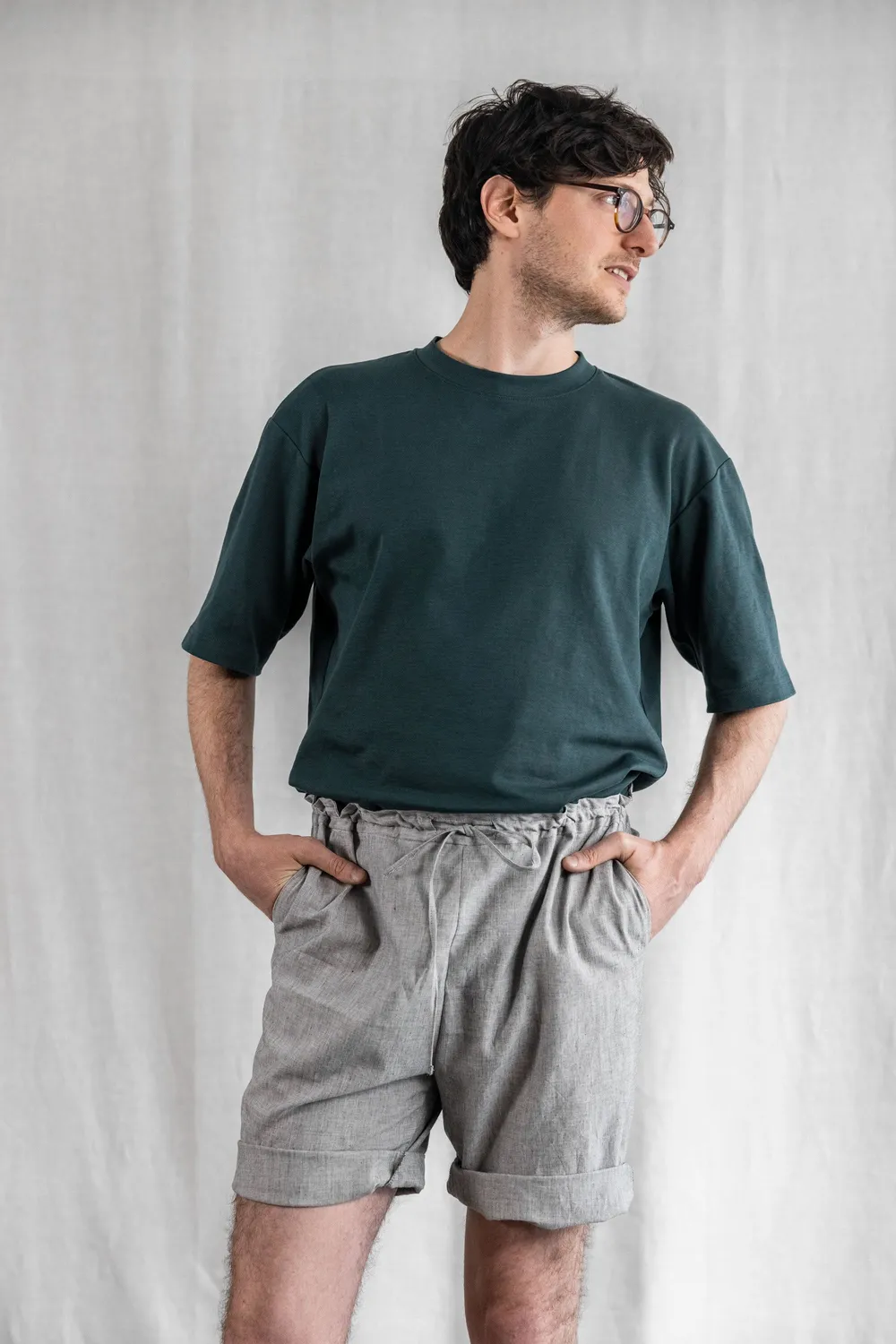 Jyoti Devaki pantaloncini cotone grigio chiaro