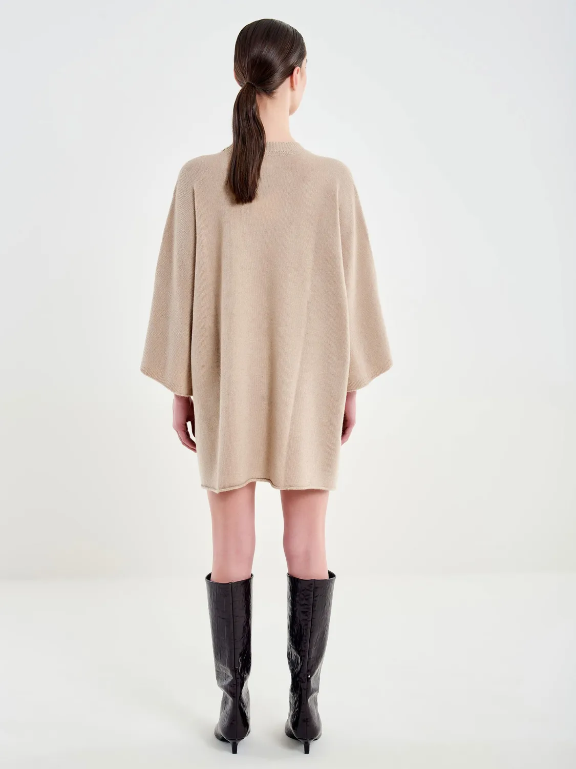 Vicolo Maxi Maglia beige taglia unica maniche kimono misto lana