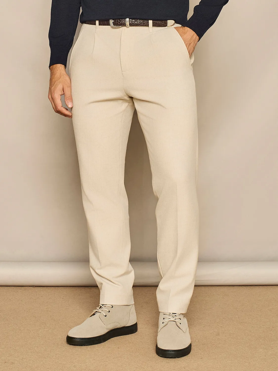 Paul Taylor Leisure Fit flanella pantalone beige