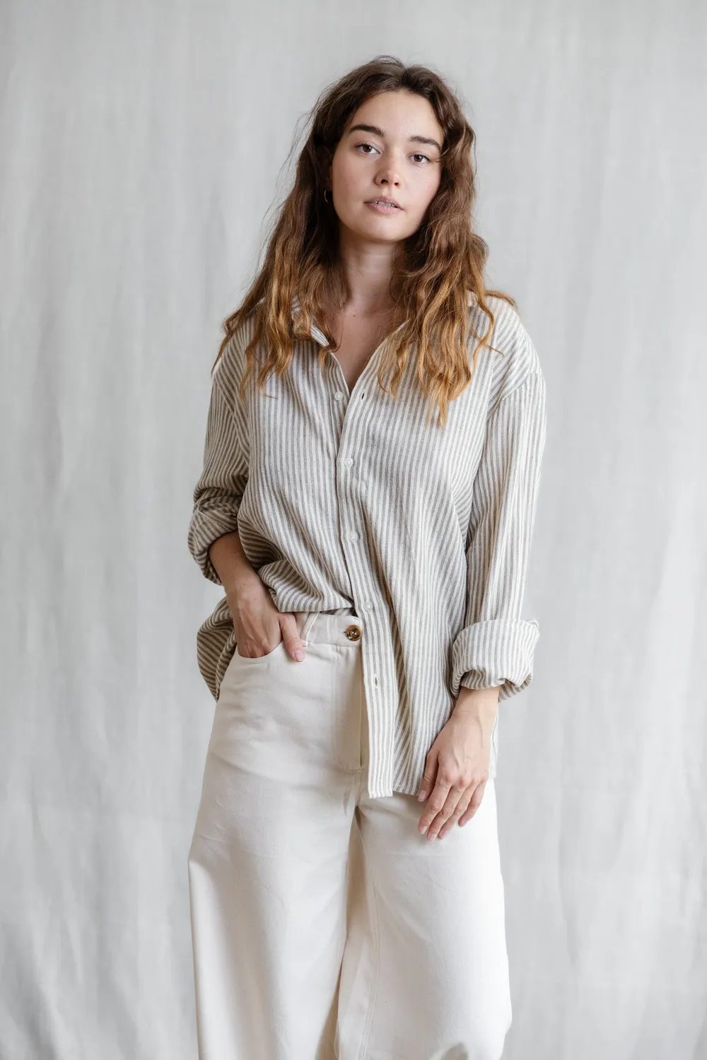 Jyoti Fair Works Himat camicia cotone grigia oversize