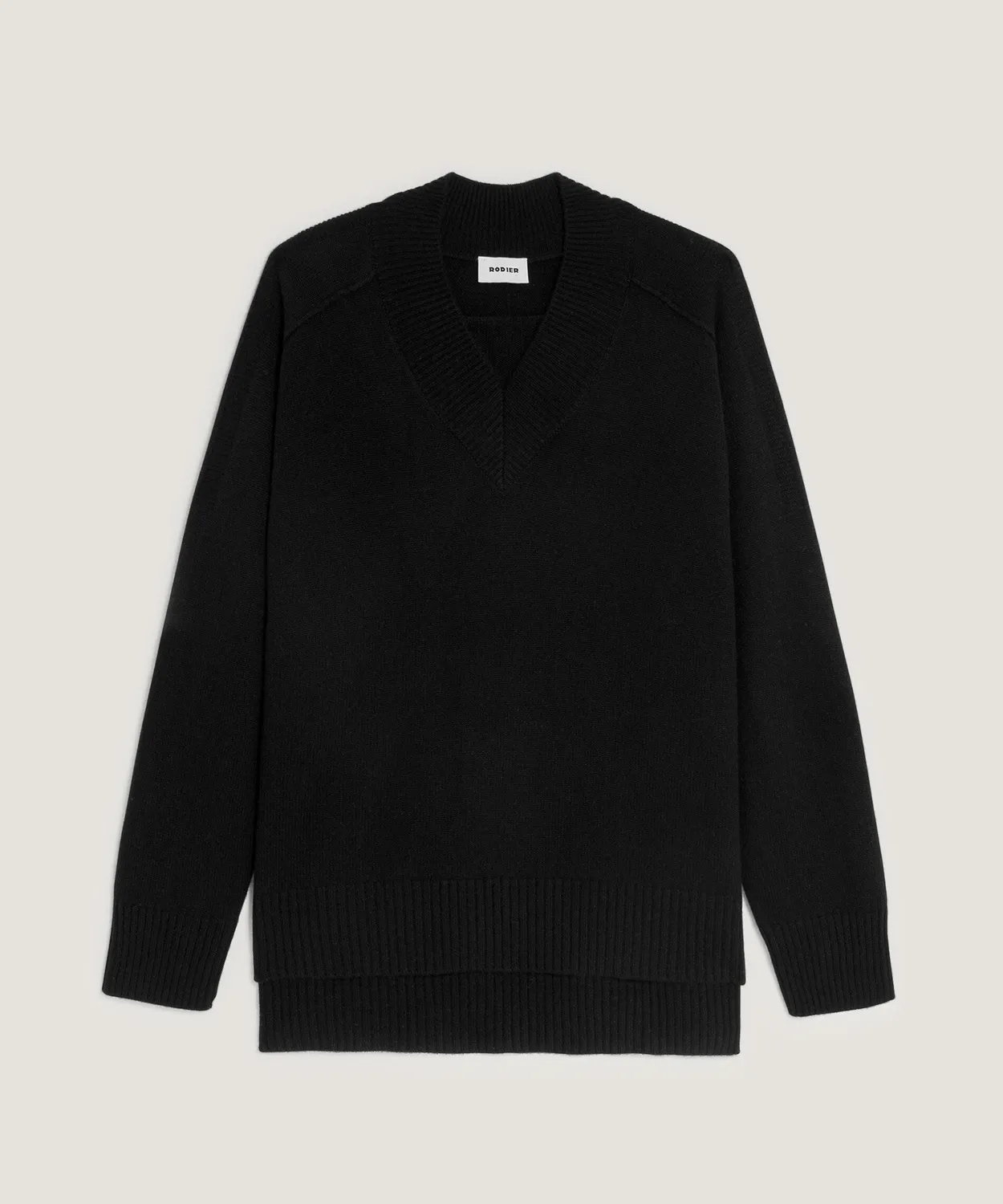 Rodier maglione oversize donna cashmere scollo V nero