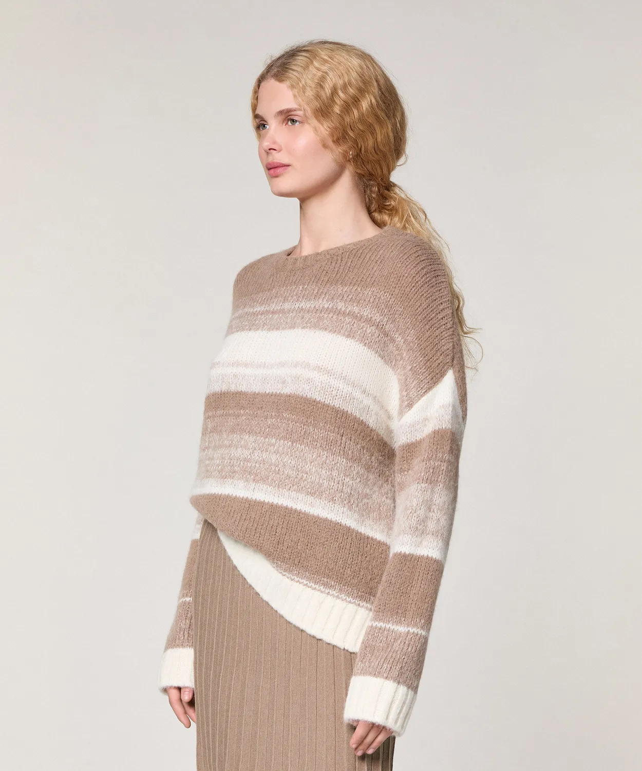 Rodier maglione alpaca righe tortora oversize