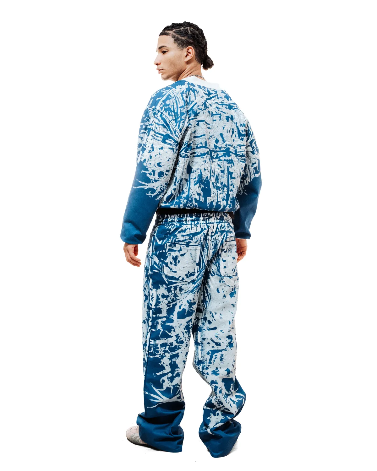 Marcello Pipitone Baby Blue pantaloni cotone azzurri stampa