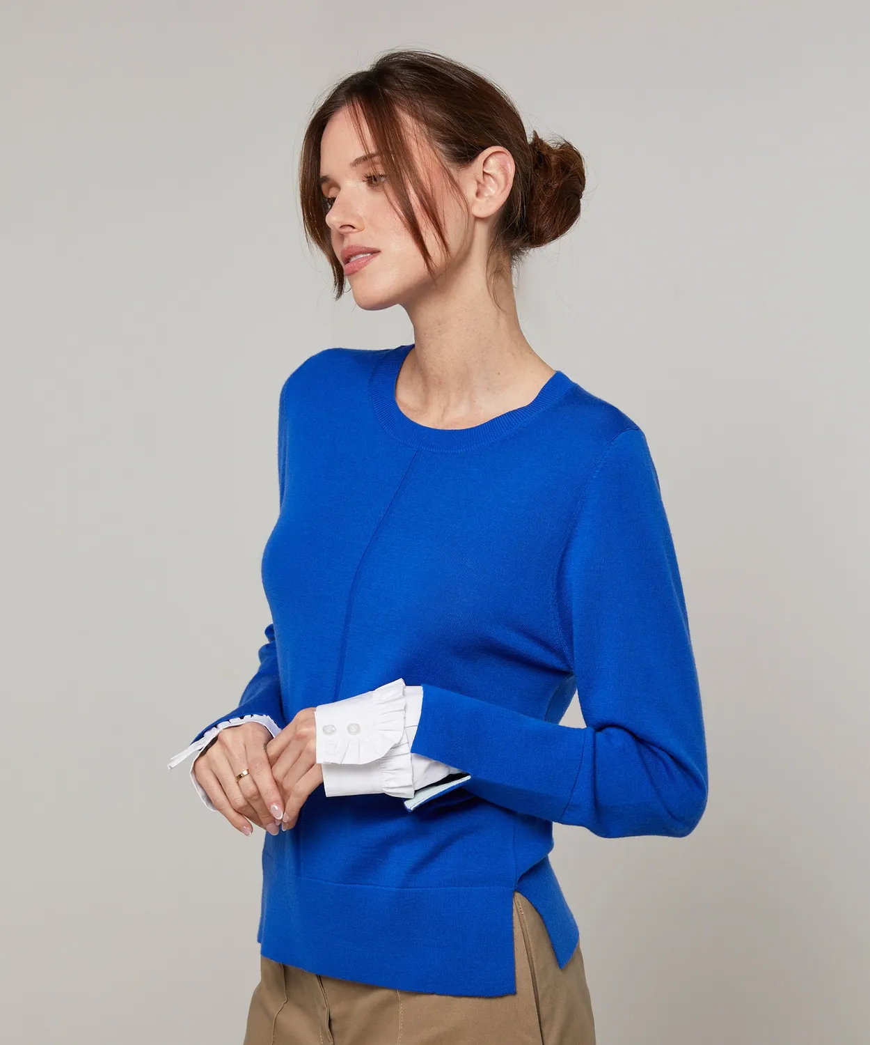 Rodier Maglione girocollo merino Blu Zaffiro taglia 38
