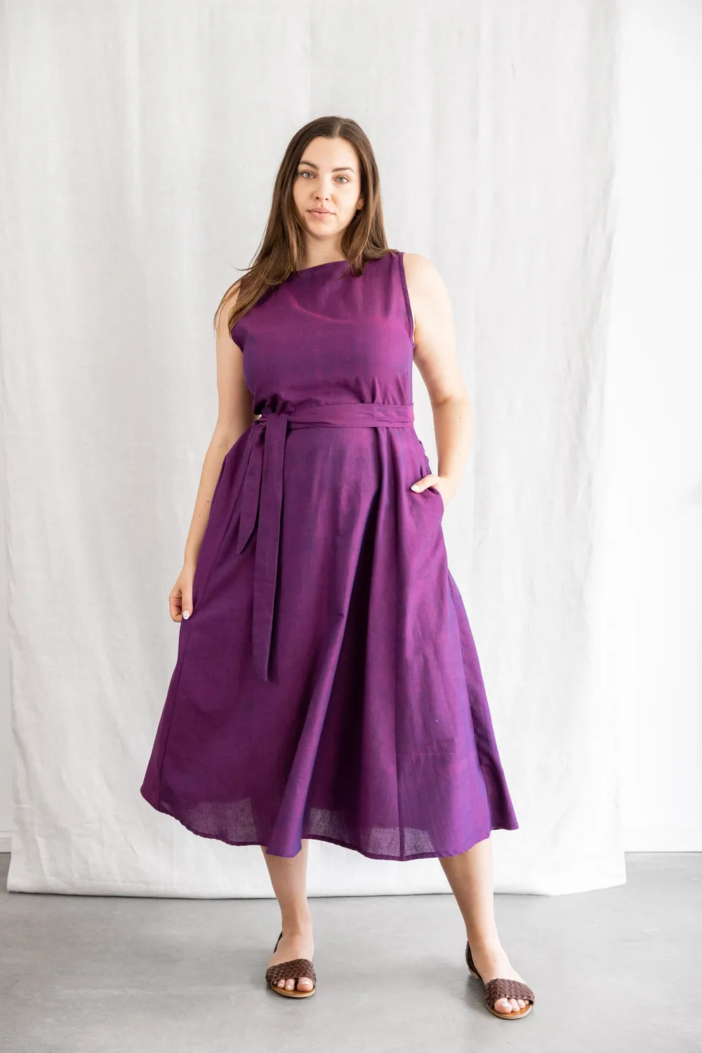 Jyoti Karishmi abito cotone mora midi incrociato tasche laterali