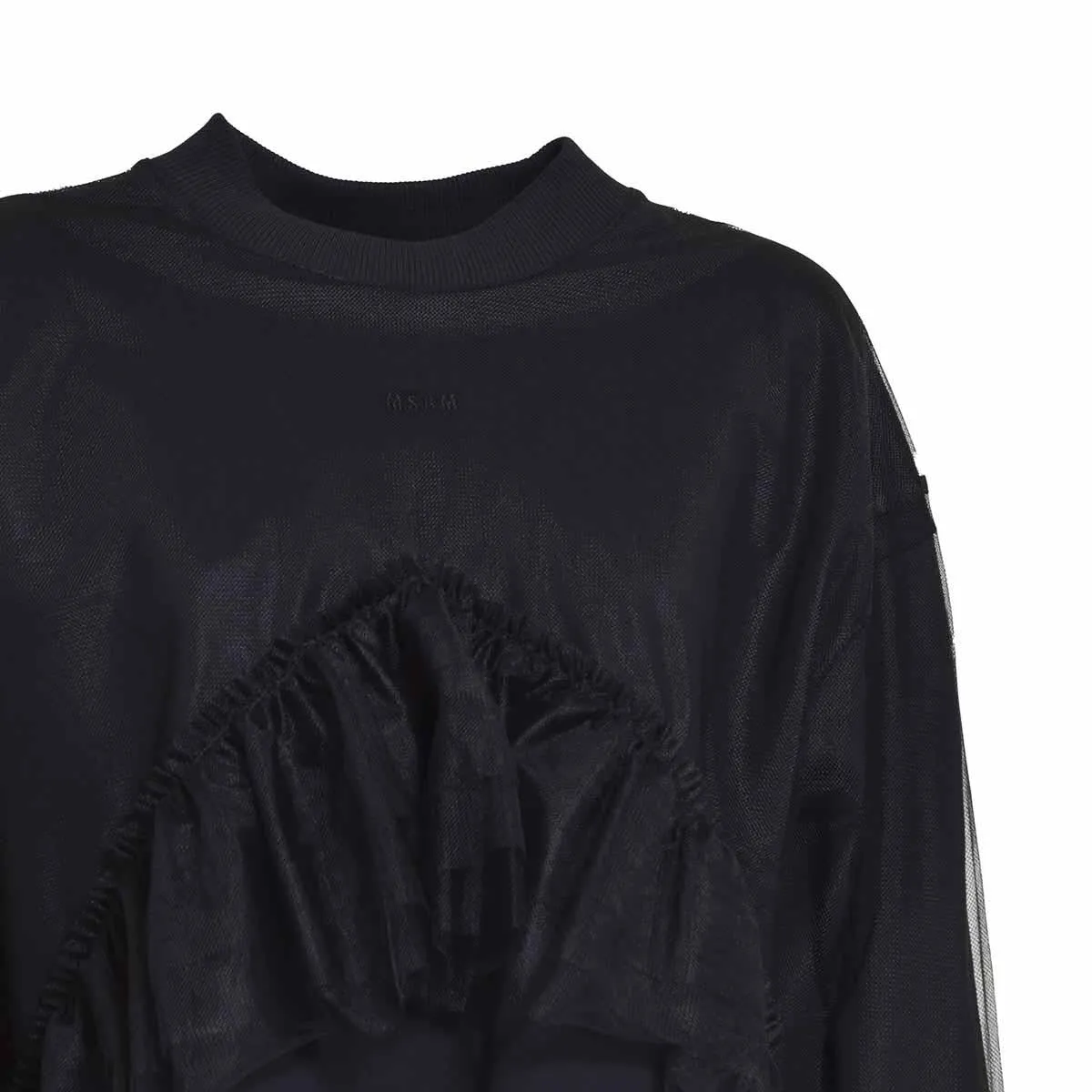 MSGM 3541MDM97237799 felpa nera tulle cotone M