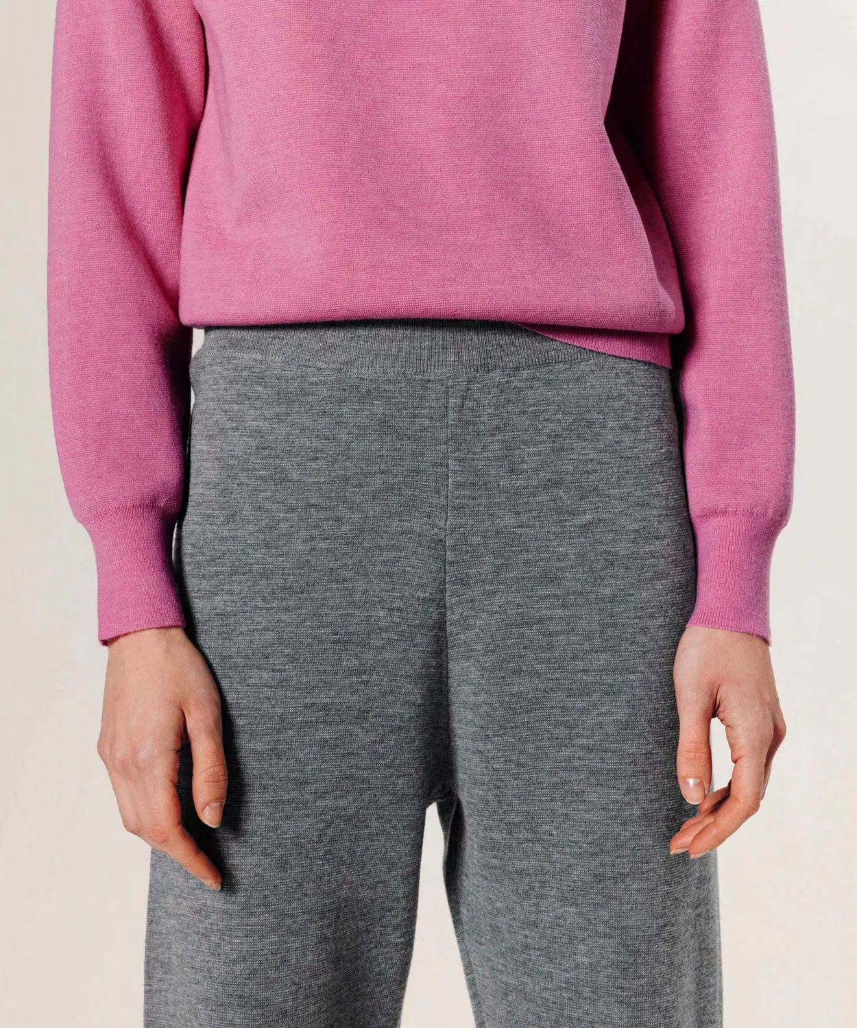 Rodier pantaloni dritti lana merino grigio