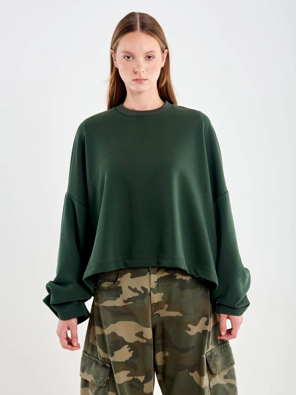 Vicolo Felpa Drappeggiata verde militare taglia unica