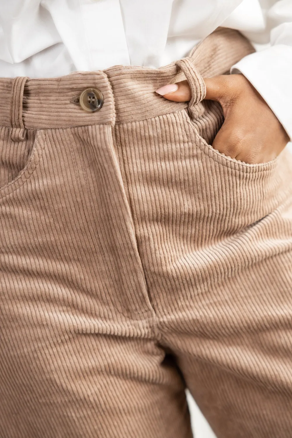 Jyoti Fair Works Palash pantaloni donna cappuccino velluto