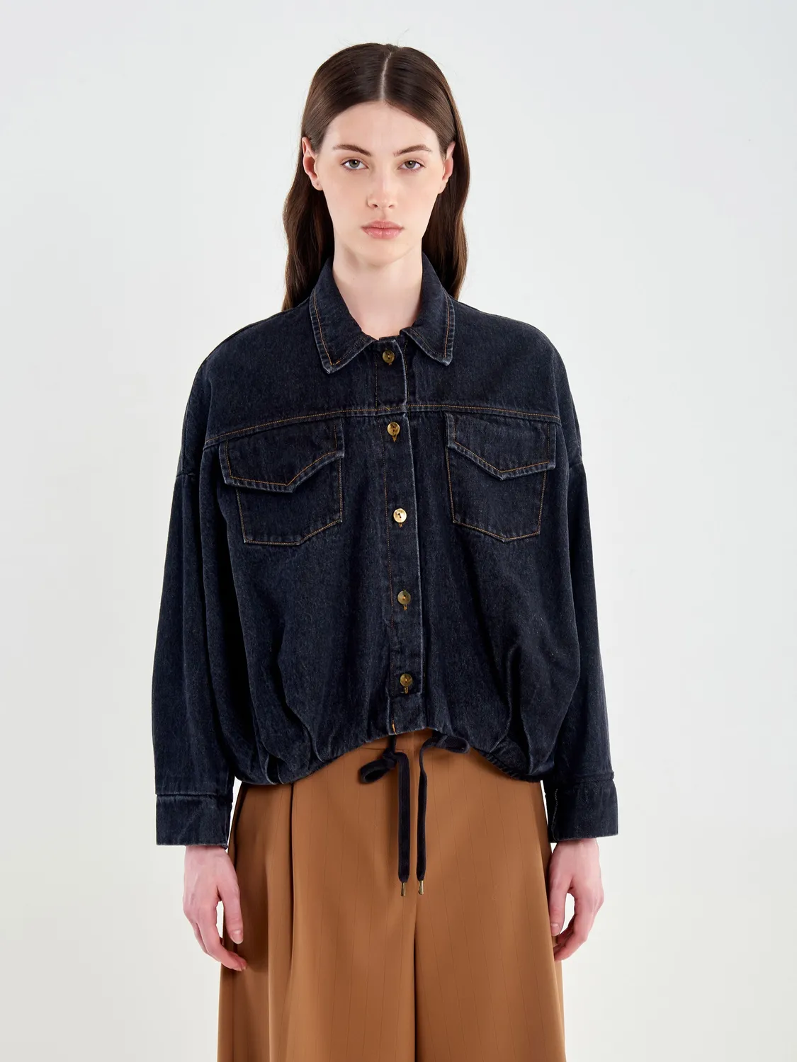 Vicolo Bomber denim blu cotone coulisse S M L