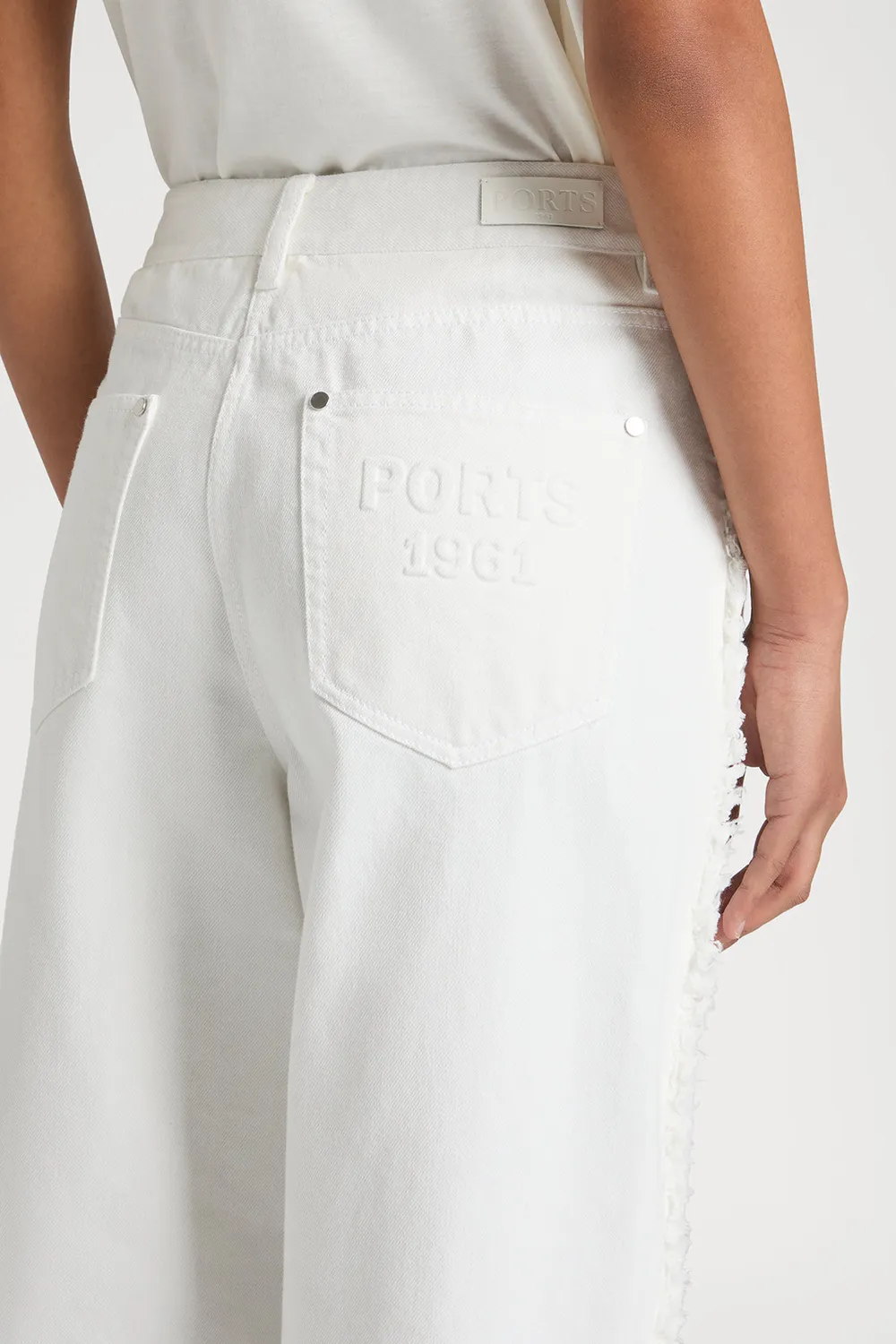 Ports 1961 Weaving Inspired Denim Jeans bianchi optic white