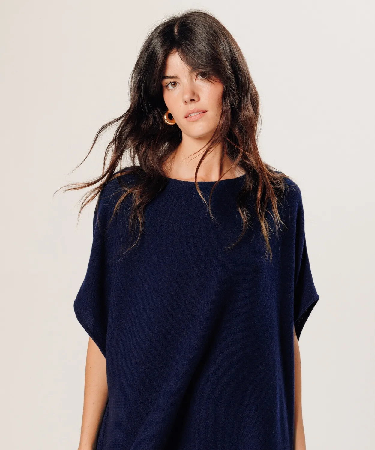 Rodier Poncho Cashmere Blu Navy