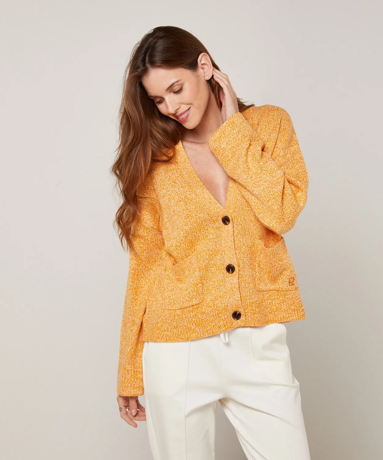 Rodier Cardigan corto mélange giallo