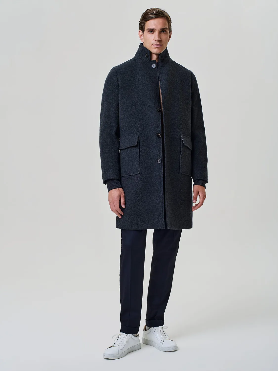 Paul Taylor Pantalone Flanella Misto Lana Blu Coulisse