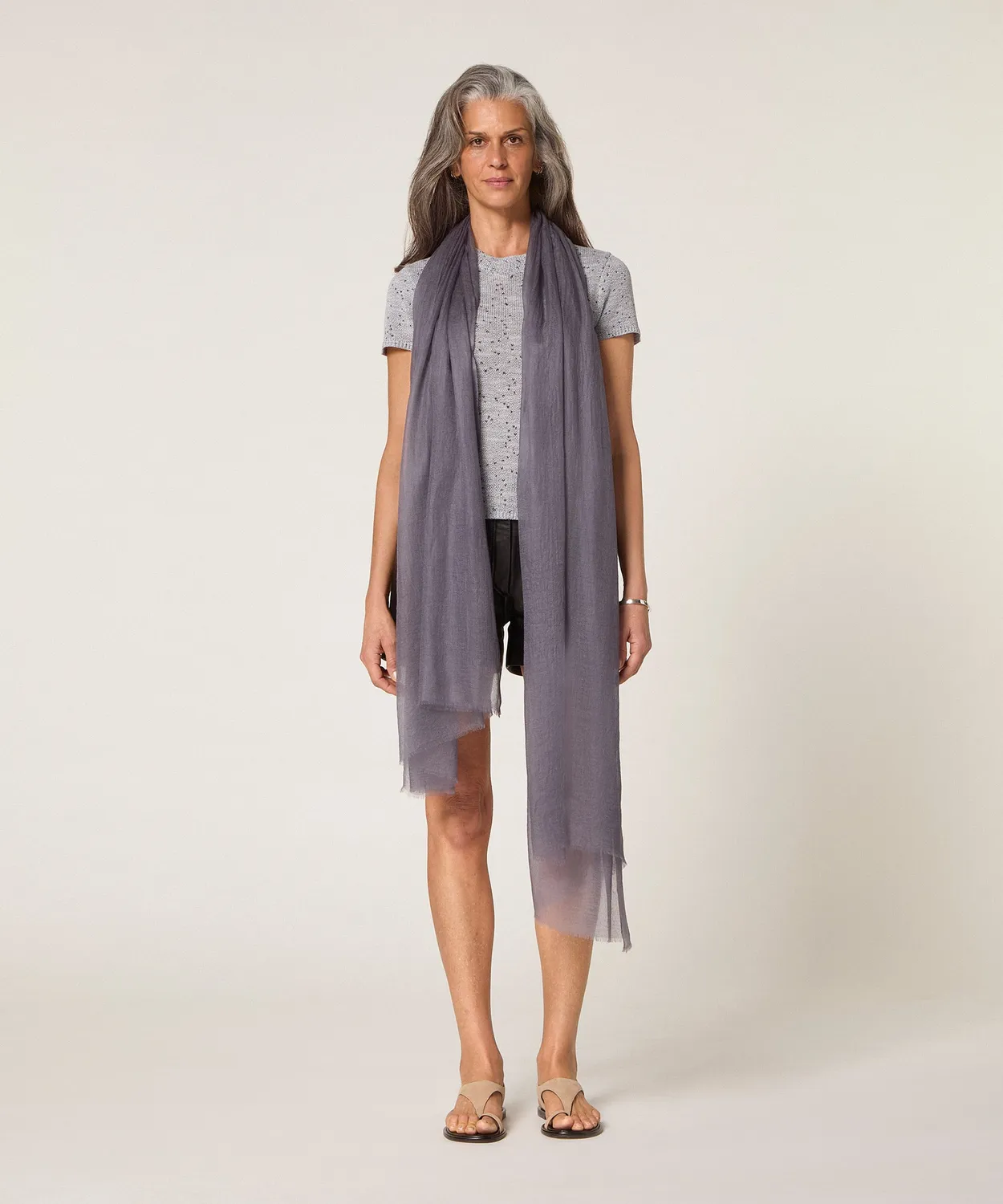 Rodier Sciarpa in Cashmere Pregiato Grigio Taglia Unica