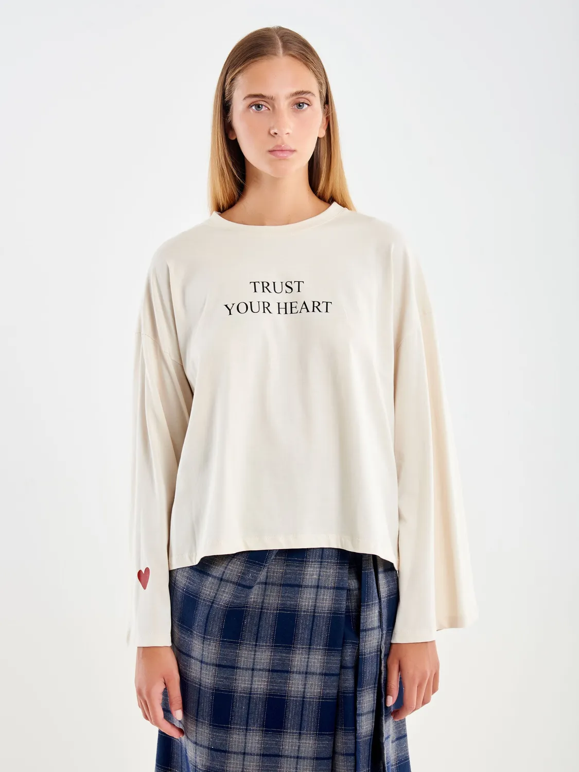 Vicolo Trust your Heart t-shirt beige taglia unica cotone