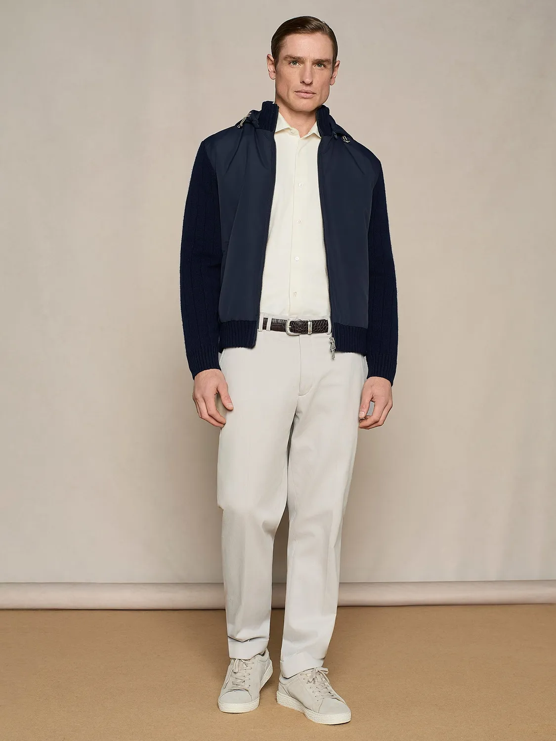 Paul Taylor camicia flanella diagonale bianco regular fit