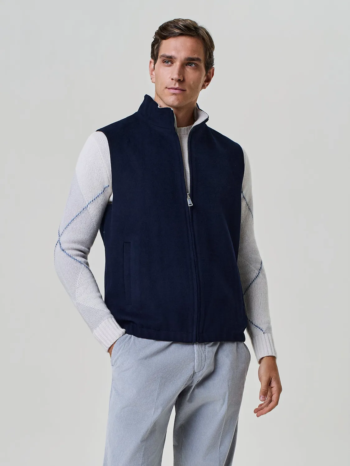 Paul Taylor Smanicato Reversibile Velour Lana Blu