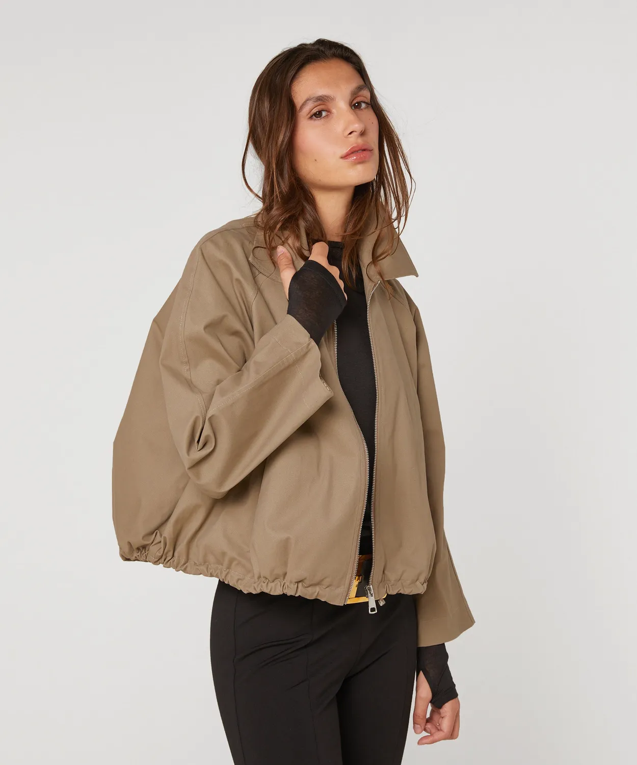 Rodier Giacca Oversize Cotone Beige Scuro Zip