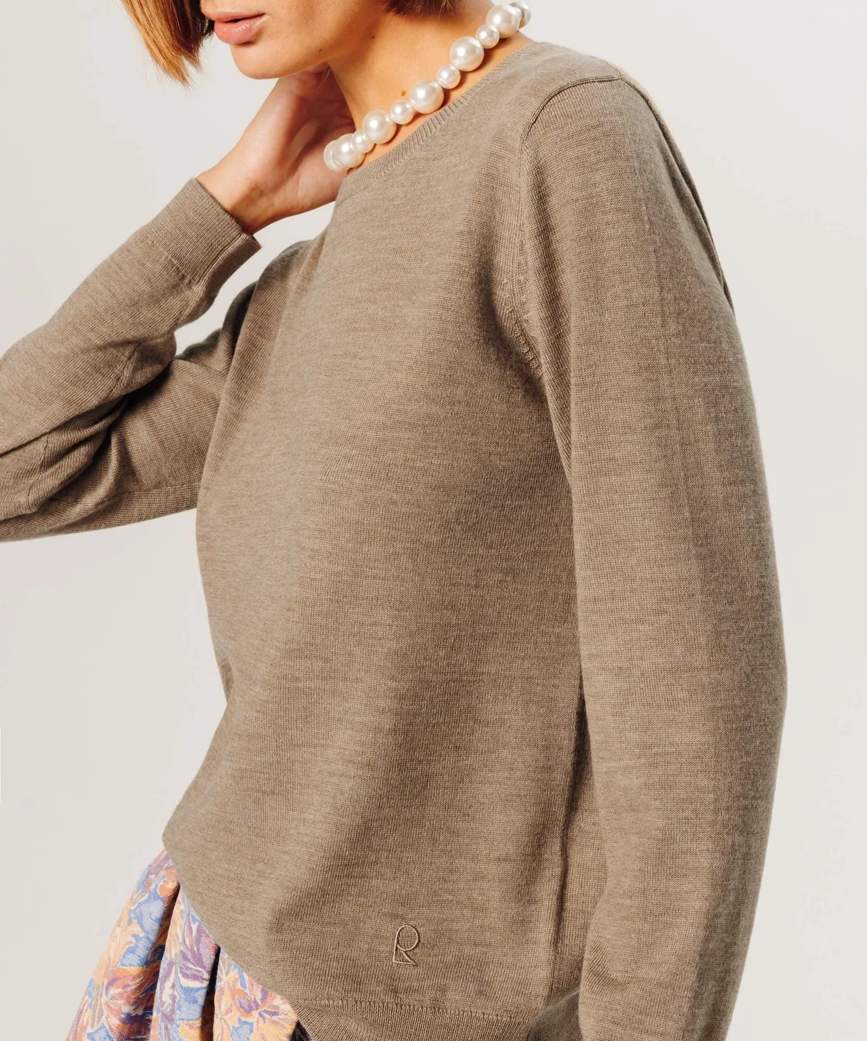 Rodier Maglia Girocollo in Lana Merino Beige 100% Lana